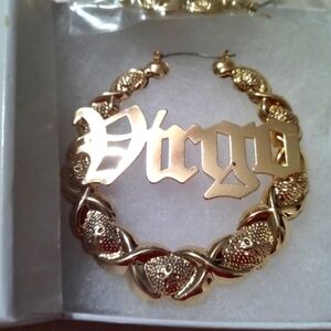 Brand new Virgo horoscope sign gold-plated size 2.5 in wide earrings